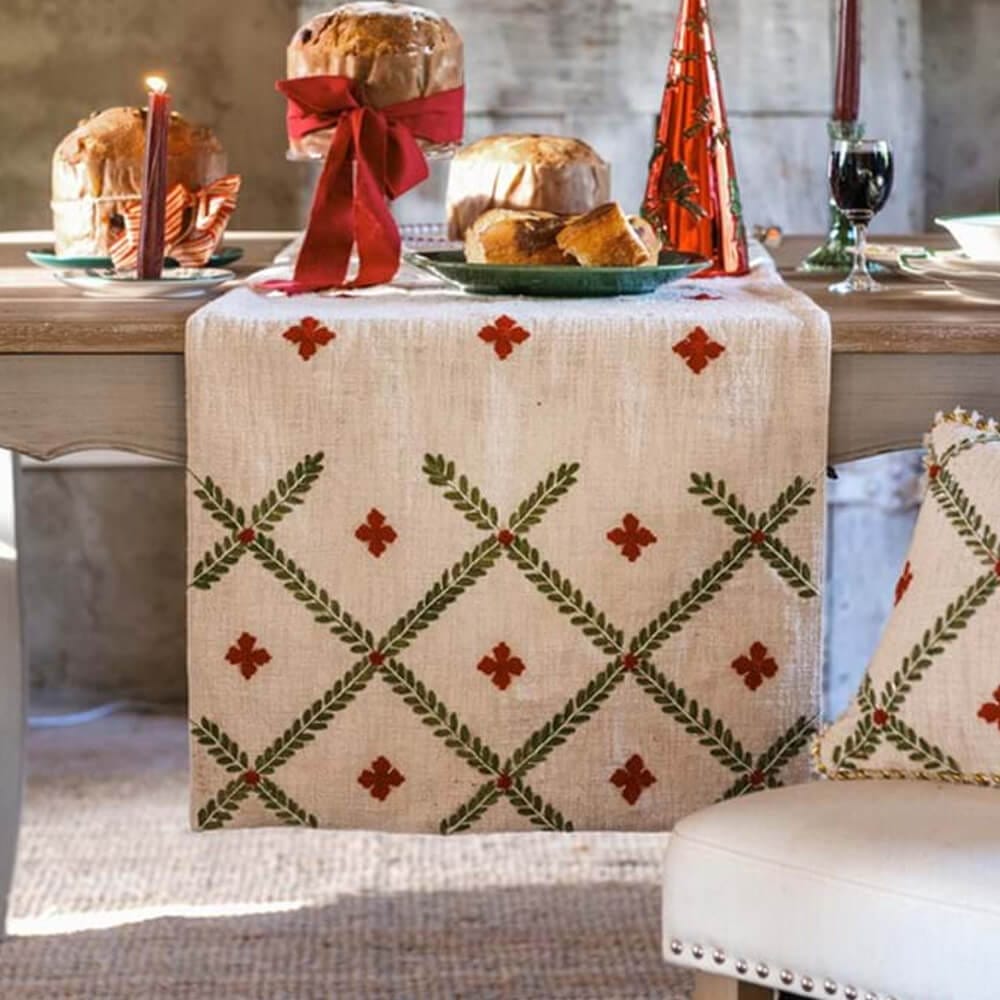 Runner in Cotone Ricamato BLANC MARICLO' - Collezione Trame