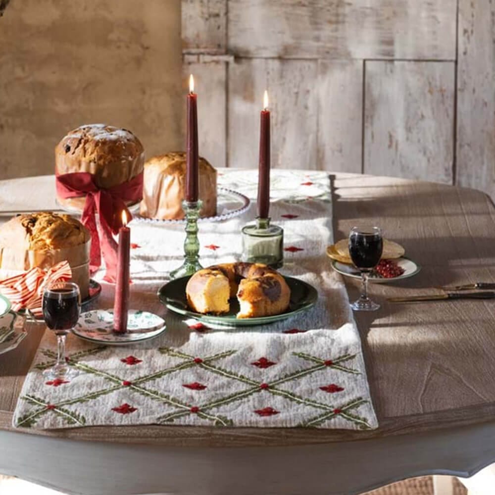 Runner in Cotone Ricamato BLANC MARICLO' - Collezione Trame