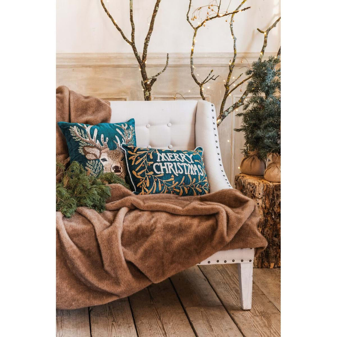Cuscino Ricamato con applicazioni 45x45 BLANC MARICLO' - Xmas Chic