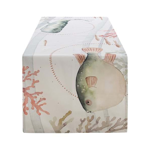 Runner in Cotone con Stampa BLANC MARICLO' - Verde Riviera