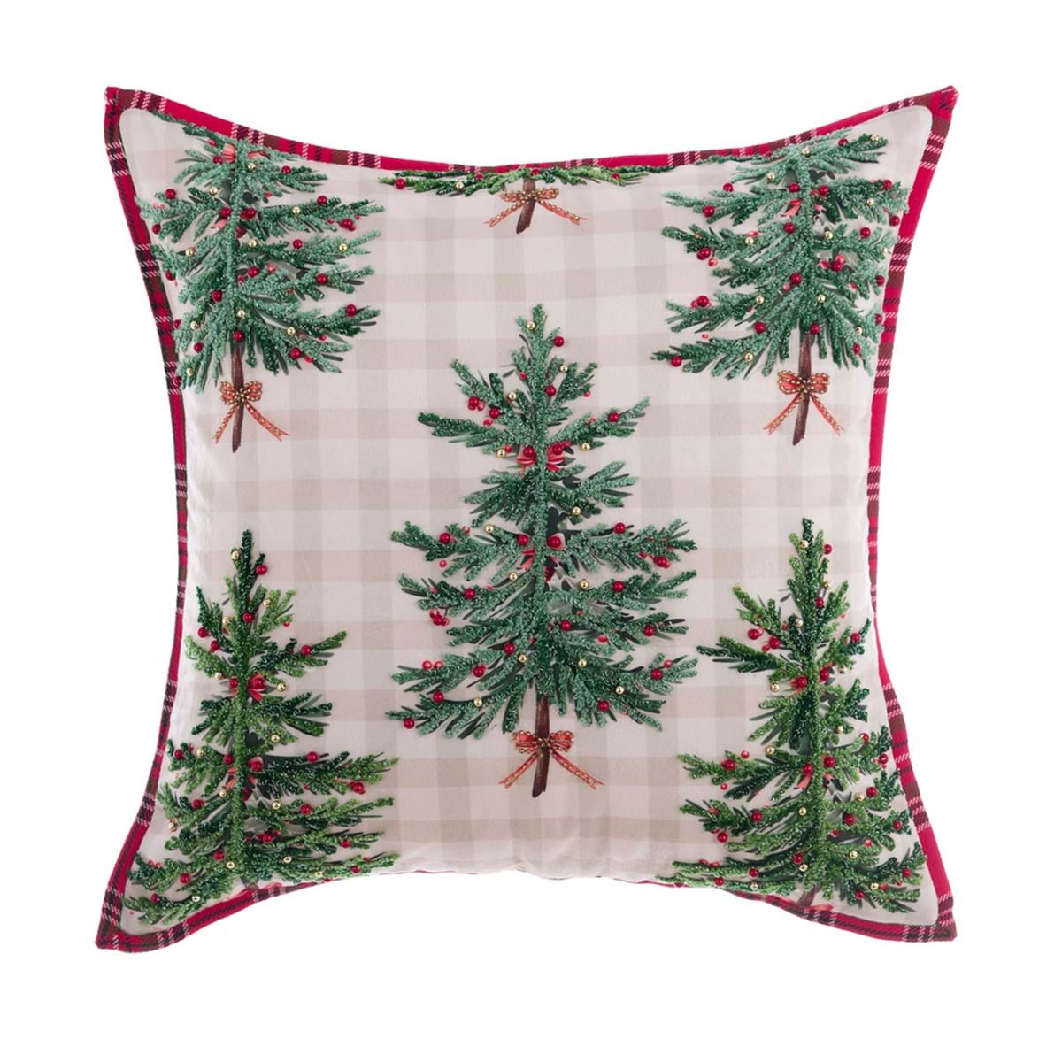 Cuscino Ricamato con applicazioni 45x45 BLANC MARICLO' - Magia di abeti