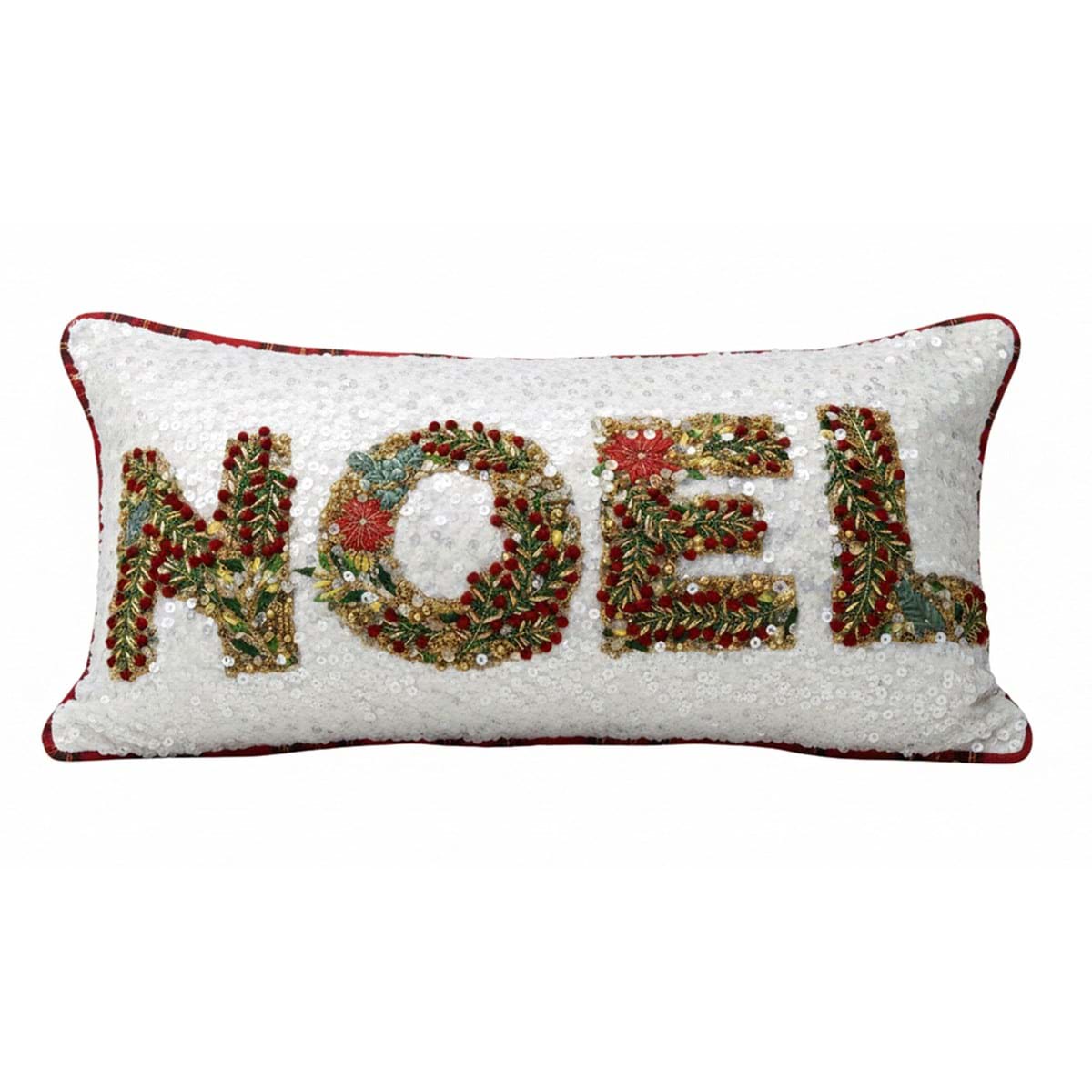 Cuscino Rettangolare 35x60 Ricamato con Applicazioni BLANC MARICLO' - Noel