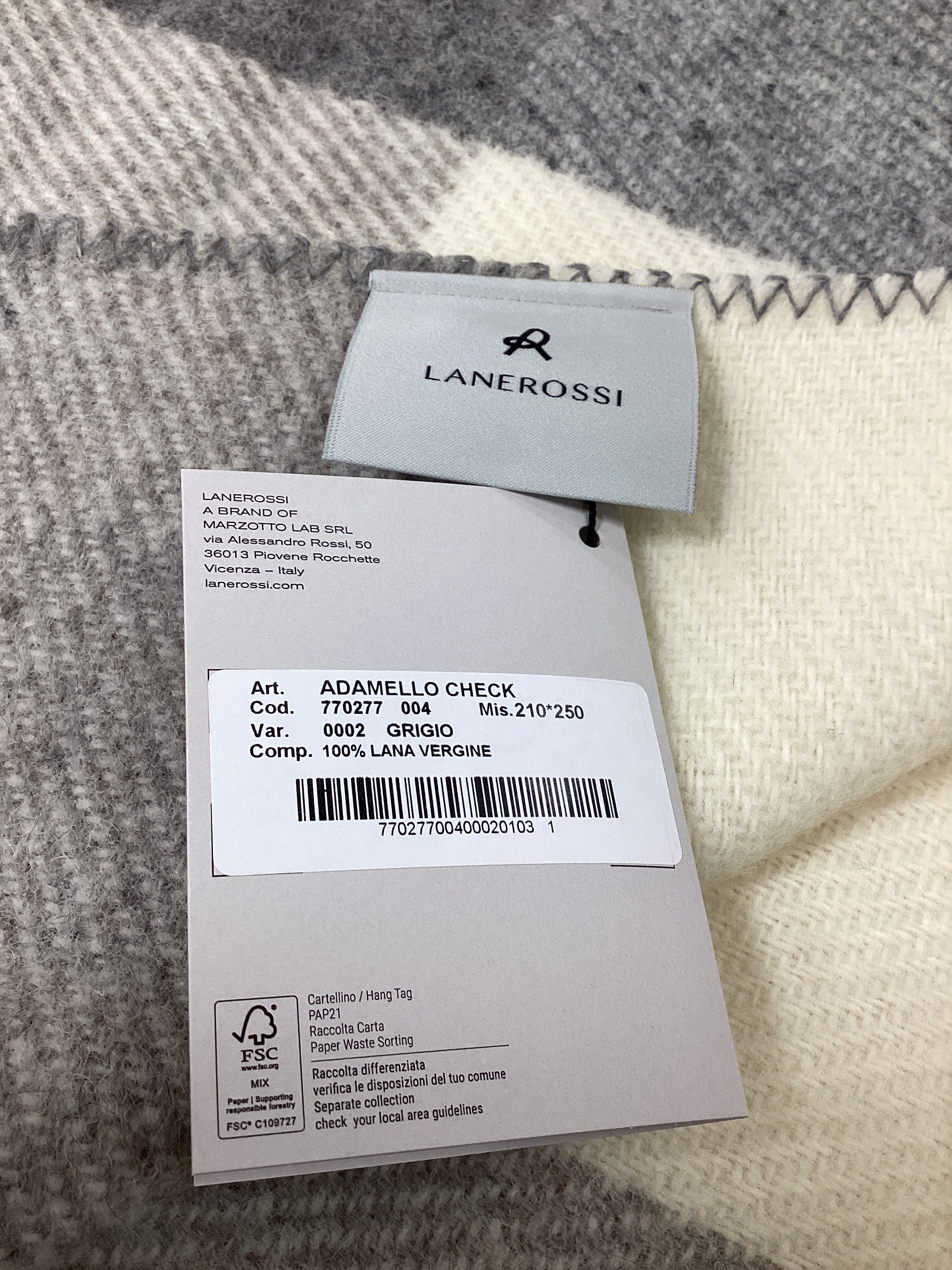 Coperta in Lana Vergine LANEROSSI - Adamello Check