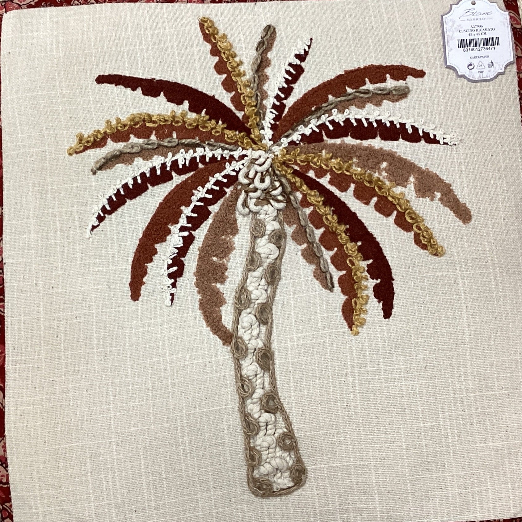 Cuscino Ricamato Quadrato BLANC MARICLO' - Cocco Palma