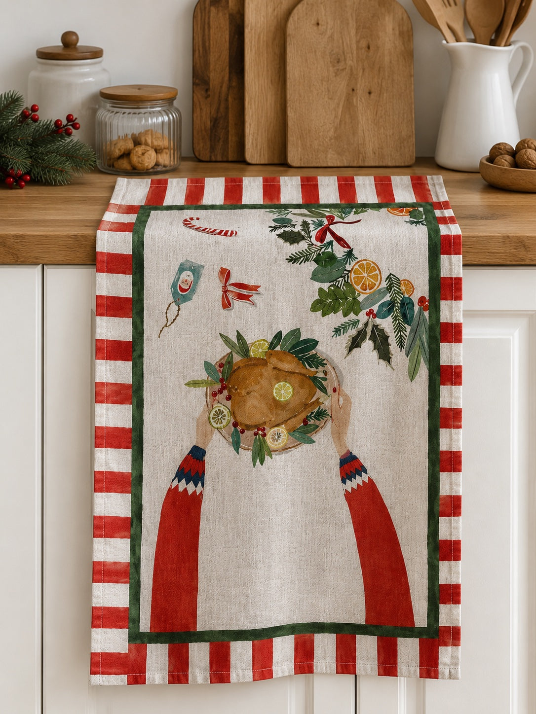Canovaccio in Misto Lino TESSITURA TOSCANA - Hand on Xmas Tacchino