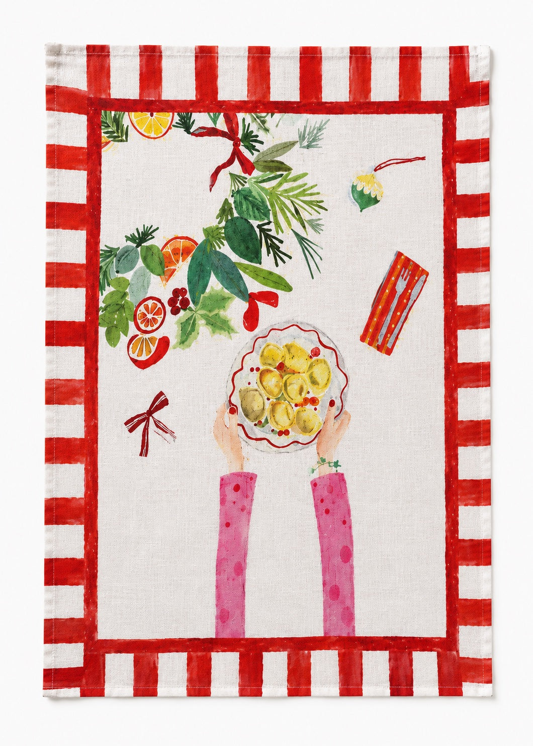Canovaccio in Misto Lino TESSITURA TOSCANA - Hand on Xmas Tortellini