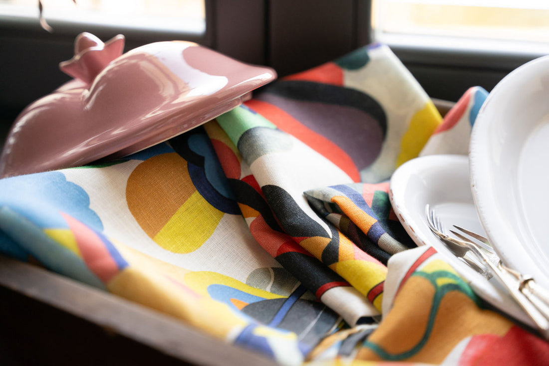 Canovaccio in Puro Lino TESSITURA TOSCANA - Tetris Blu