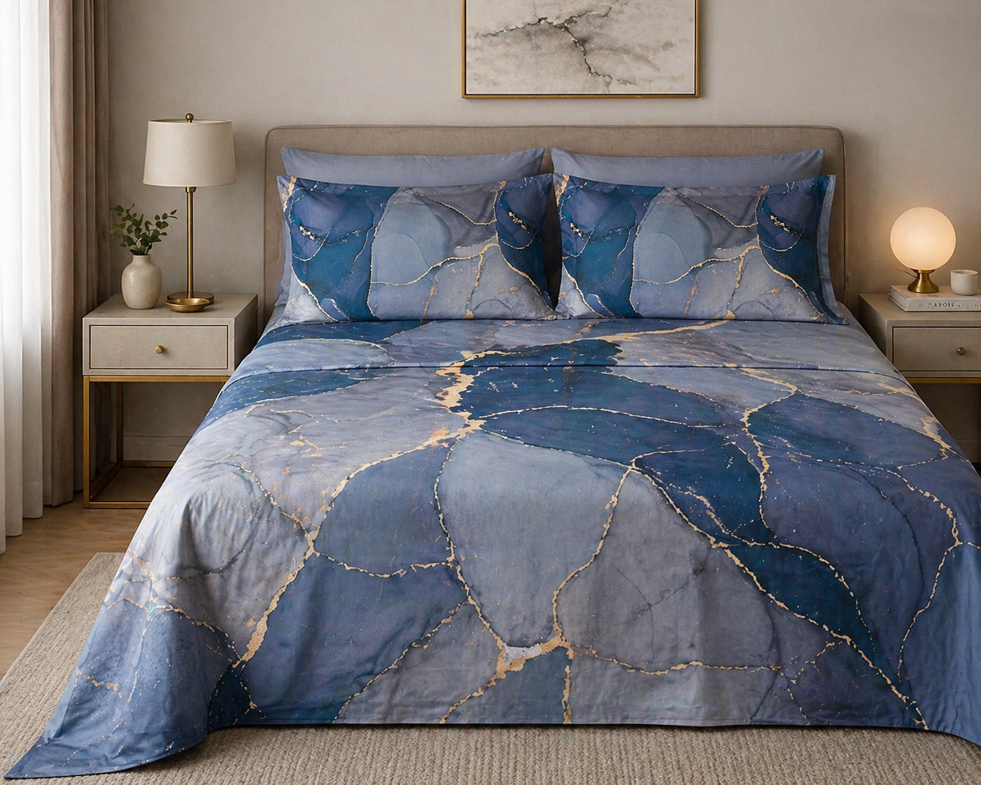 Completo Lenzuola Copriletto Emporium MIRABELLO - Saturn Bluette