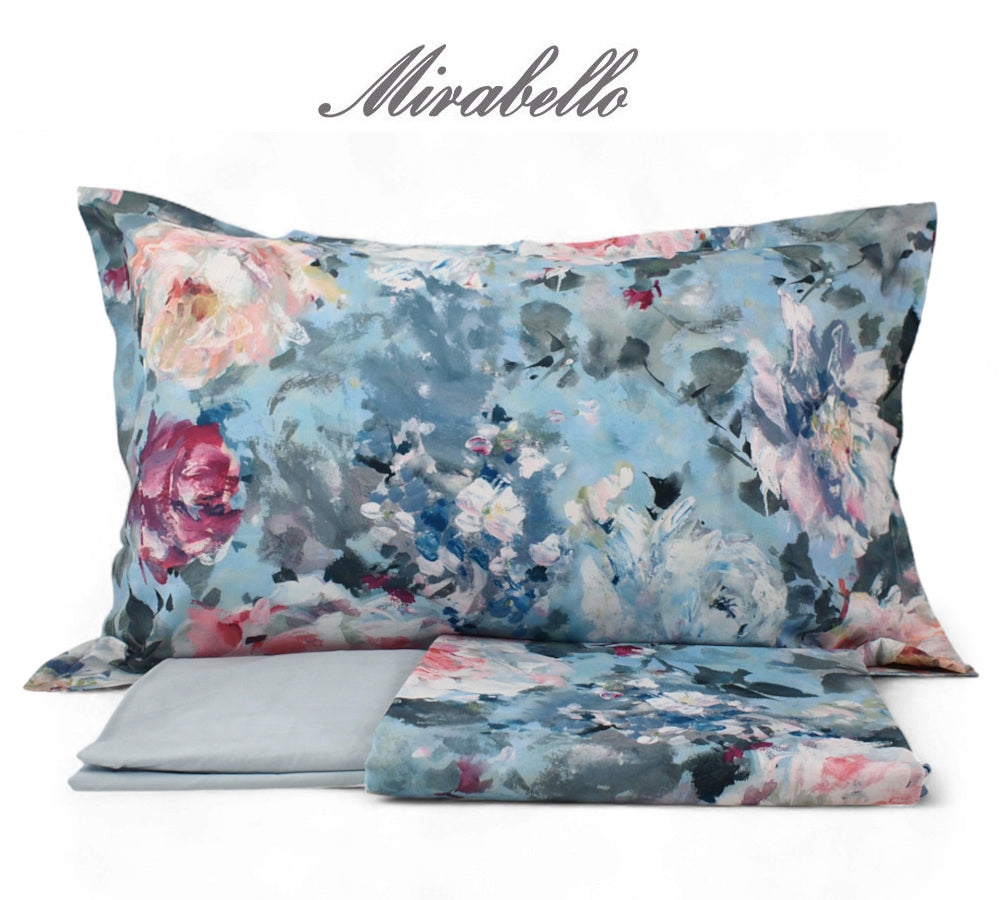Completo Lenzuola Copriletto Matrimoniale MIRABELLO Emporium - Fiori di Van Gogh Rosa