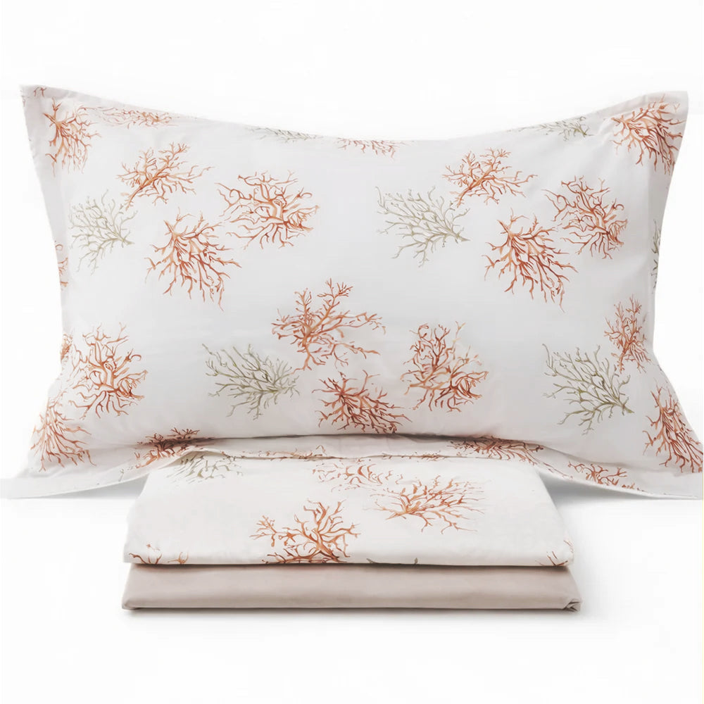 Completo Lenzuola effetto Copriletto MIRABELLO Emporium - Coralli Rosso