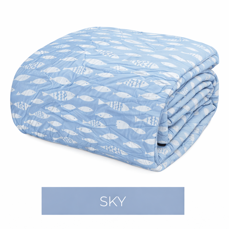 Copriletto Jacquard Estivo con Pesci - Lois