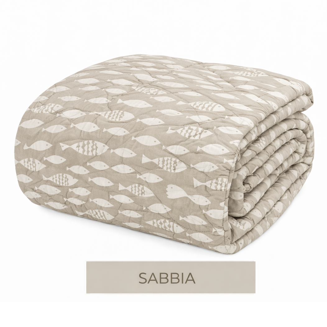 Copriletto Jacquard Estivo con Pesci - Lois