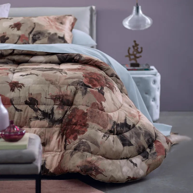 Copriletto Trapuntato Matrimoniale  in Raso SVAD DONDI - Rosa Rosae Cipria