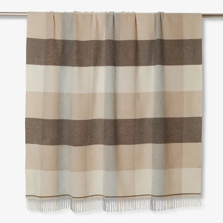 Plaid in Lana Merinos e Cashmere con frange CECCHI E CECCHI - Dalis Beige Marrone