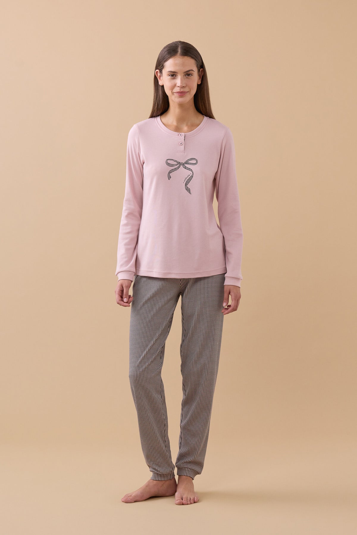 Pigiama Donna caldo cotone NOI DI NOTTE - Pied De Poule