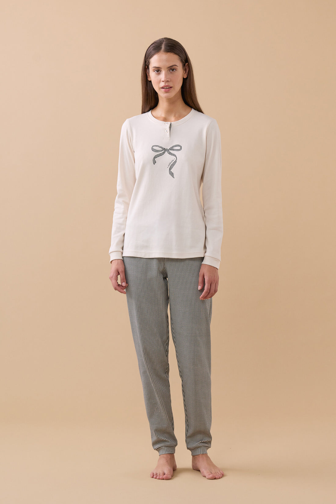 Pigiama Donna caldo cotone NOI DI NOTTE - Pied De Poule