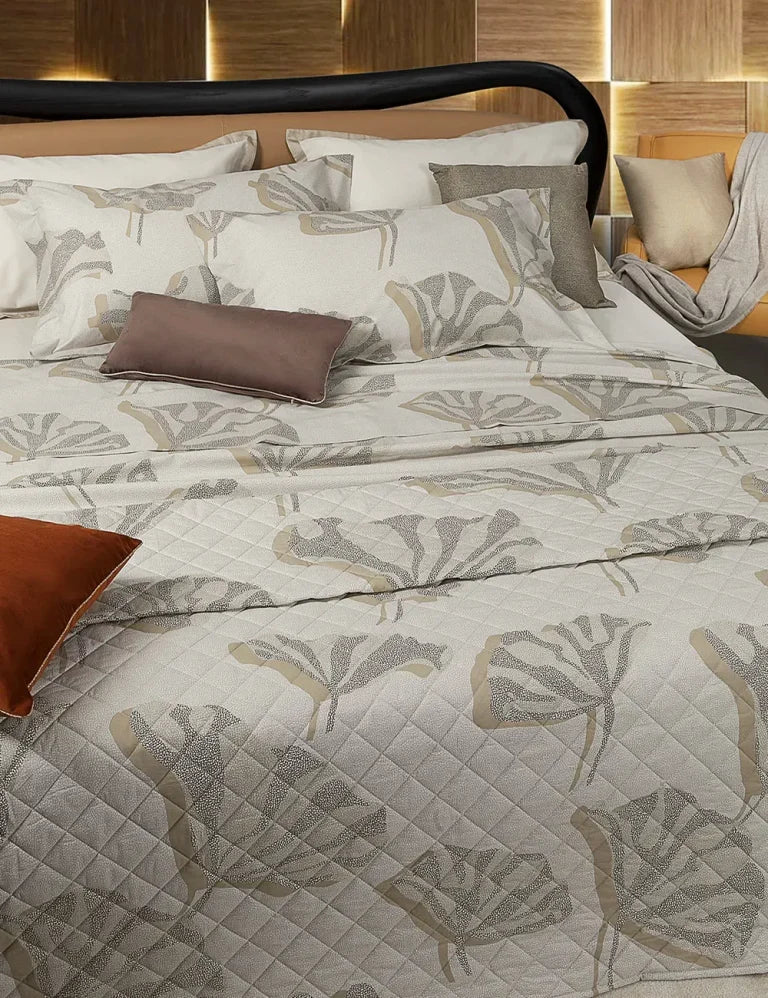 Completo Lenzuola Matrimoniale effetto Copriletto in Percalle BORBONESE- Decò Tortora