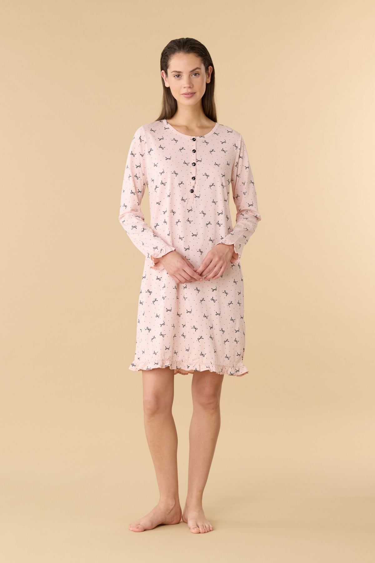 Camicia da Notte Manica Lunga in Jersey di Cotone NOI DI NOTTE - Cherie