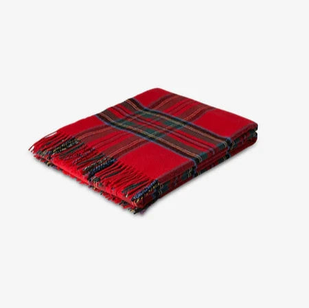 Plaid in Pura Lana Vergine di Agnello con frange CECCHI E CECCHI - Lambswool Tartan Rosso