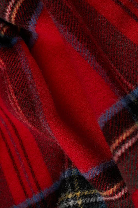 Plaid in Pura Lana Vergine di Agnello con frange CECCHI E CECCHI - Lambswool Tartan Rosso