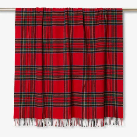 Plaid in Pura Lana Vergine di Agnello con frange CECCHI E CECCHI - Lambswool Tartan Rosso