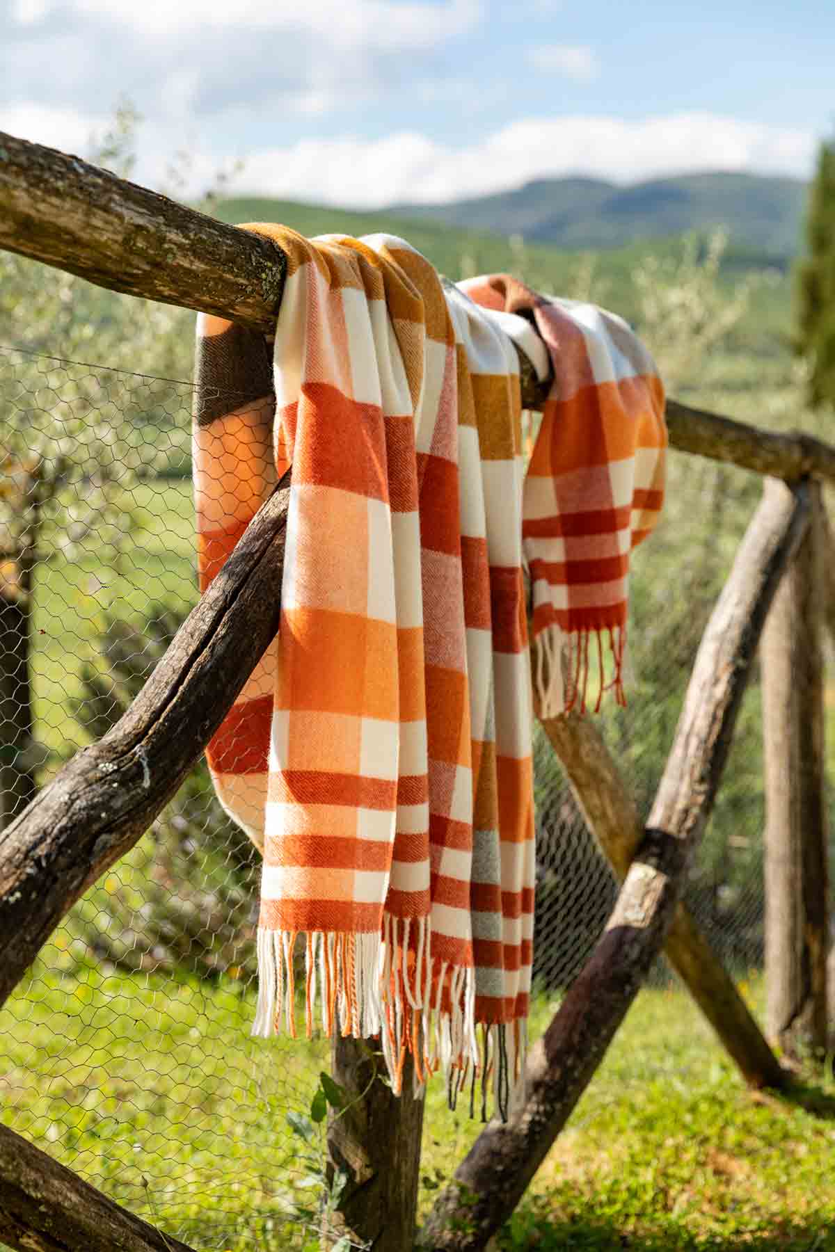Plaid a Quadri Misto Lana con Frange Multicolore CECCHI E CECCHI - Nathalie Arancio