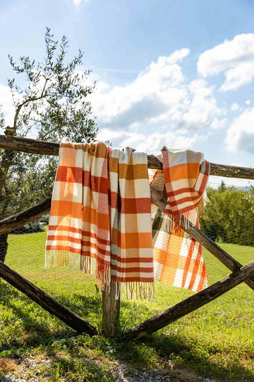 Plaid a Quadri Misto Lana con Frange Multicolore CECCHI E CECCHI - Nathalie Arancio