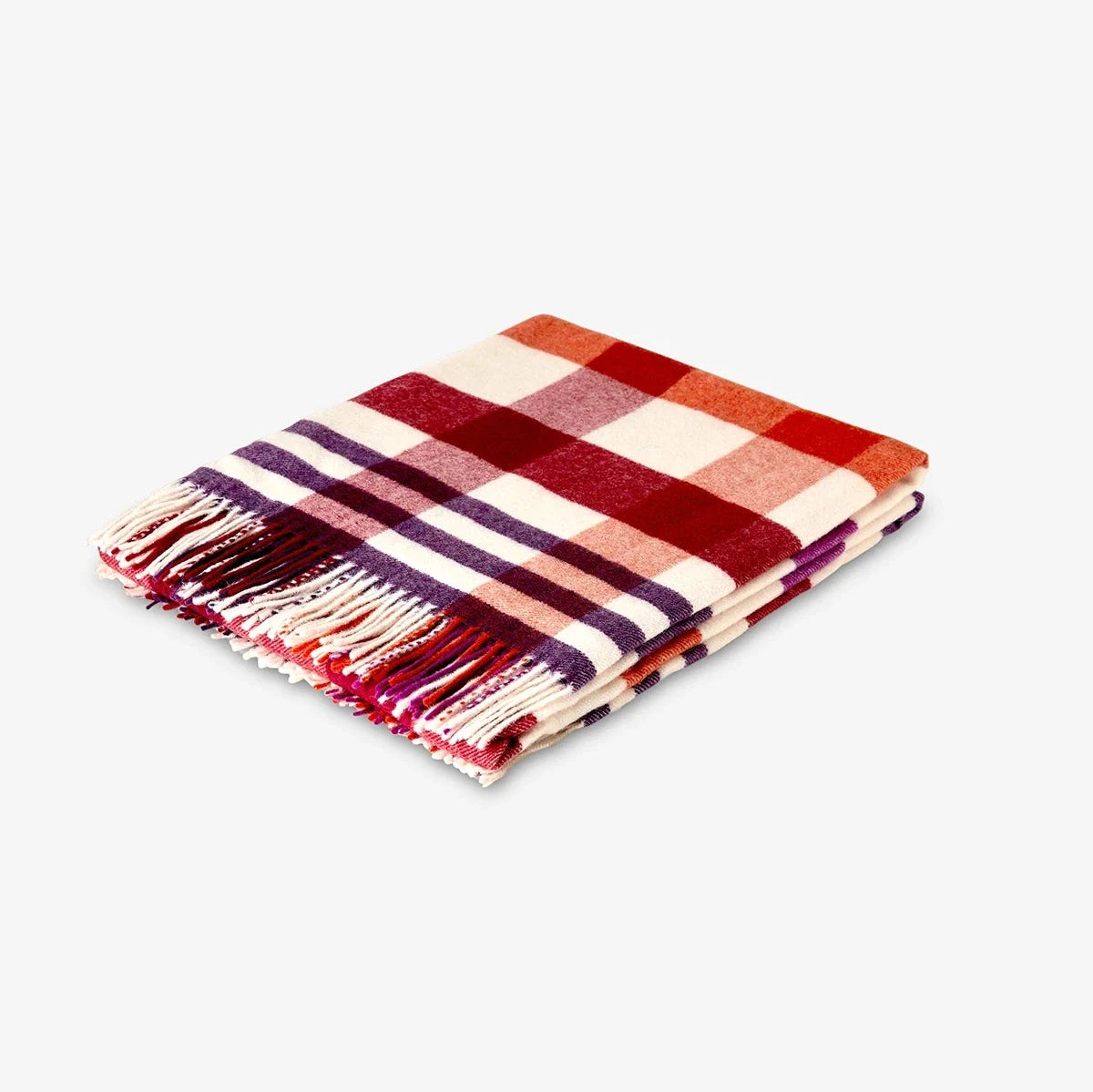 Plaid a Quadri Misto Lana con Frange Multicolore CECCHI E CECCHI - Nathalie Rosso