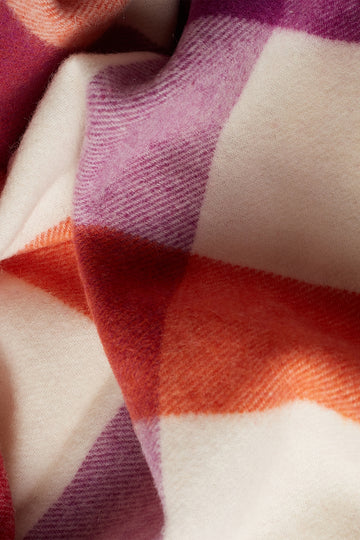 Plaid a Quadri Misto Lana con Frange Multicolore CECCHI E CECCHI - Nathalie Rosso