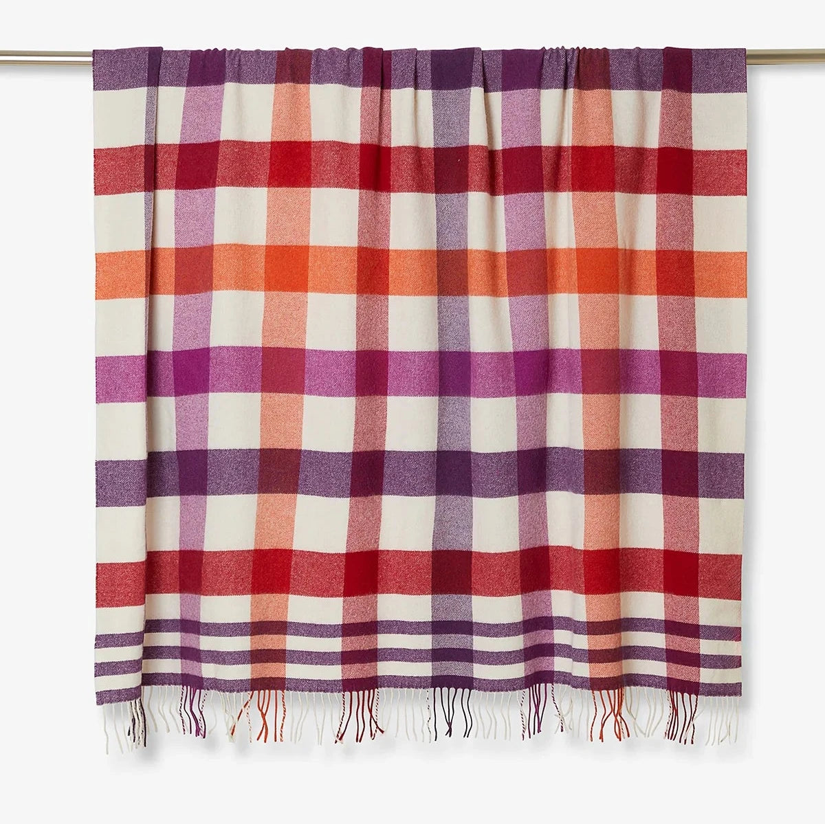 Plaid a Quadri Misto Lana con Frange Multicolore CECCHI E CECCHI - Nathalie Rosso