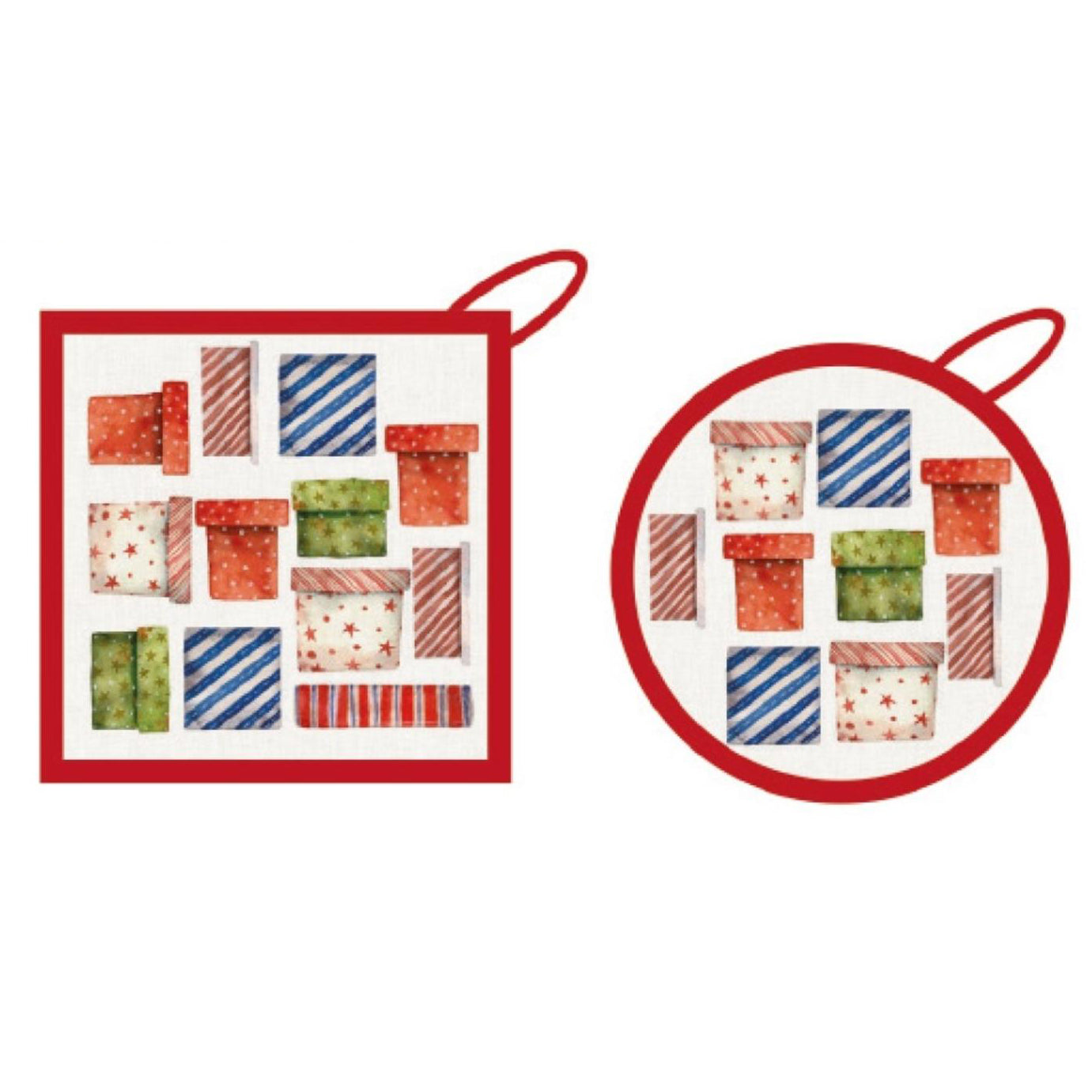 Set of 2 Digitally Printed Pot Holders - Navidad
