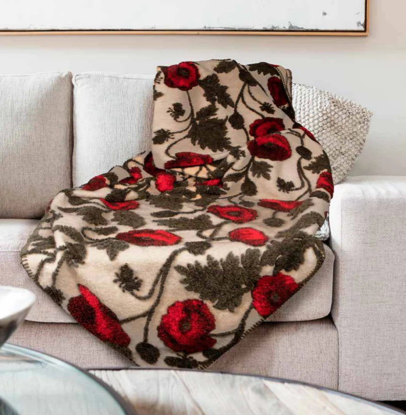 Coperta Plaid in Lana Cotta LANA ITALIA - Papavero