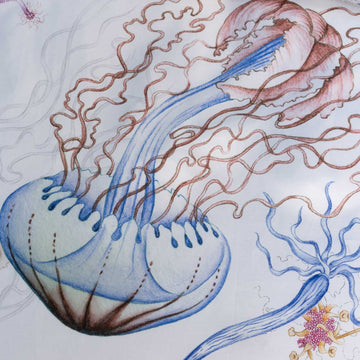 Completo Lenzuola in Percalle di Cotone TESSITURA TOSCANA - Ocean Meduse