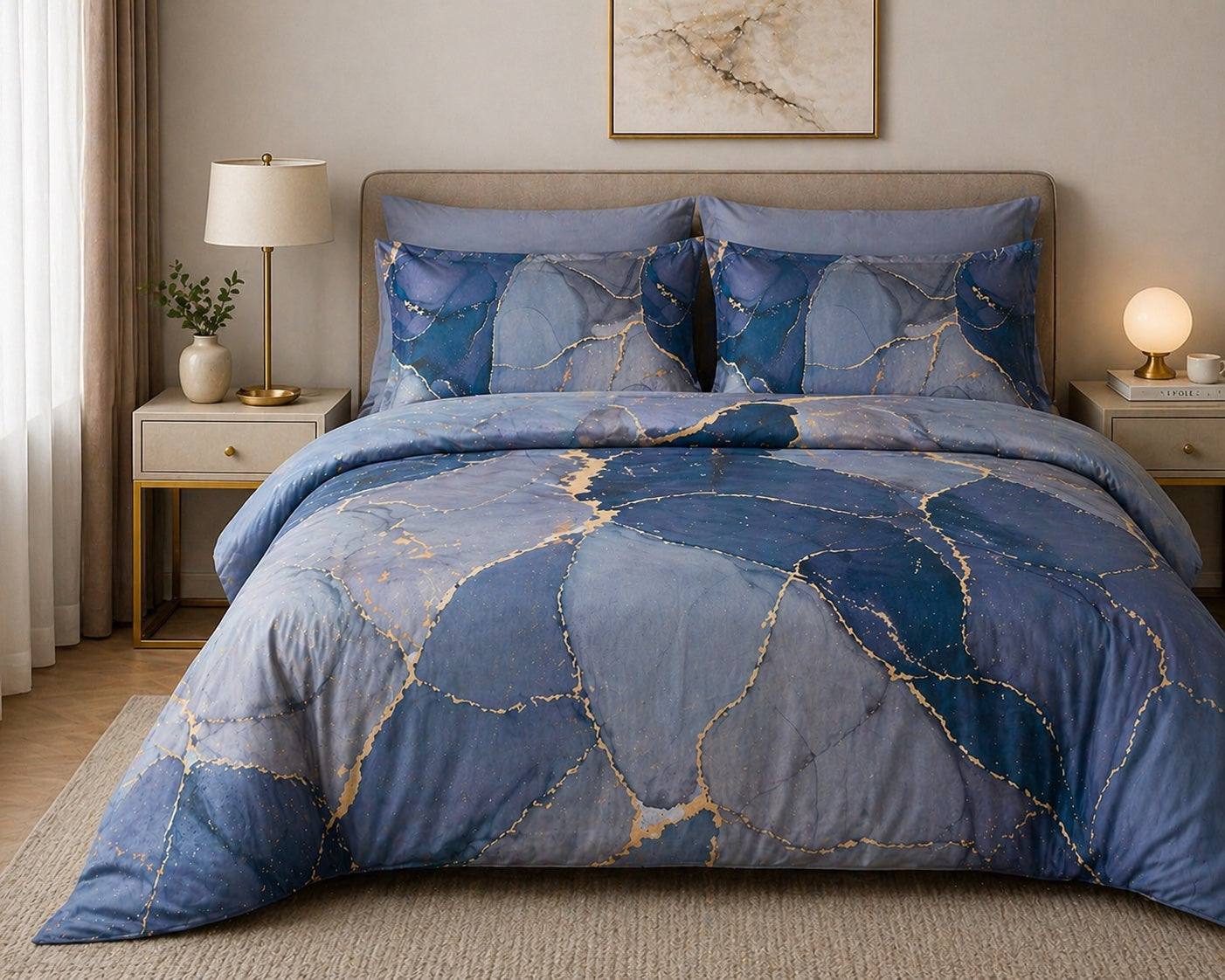 Parure Copripiumino in Percalle MIRABELLO Emporium - Saturn Bluette