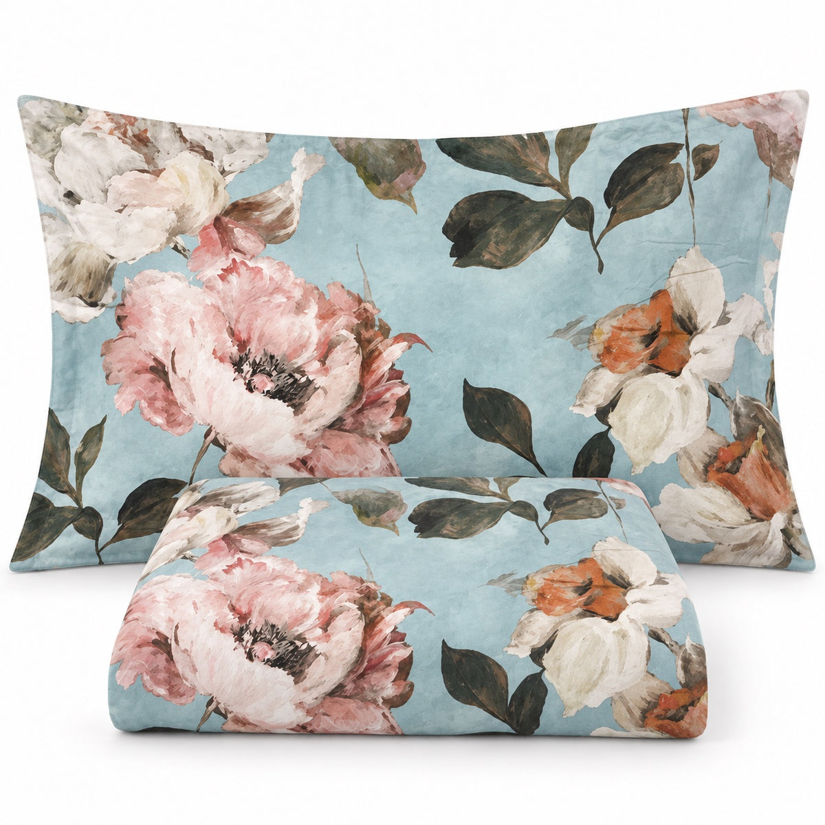 Parure Copripiumino in Percalle MIRABELLO Emporium - Vanity Flowers Azzurro