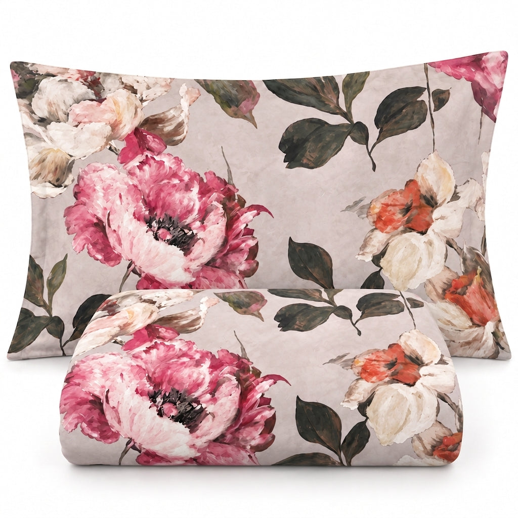 Parure Copripiumino in Percalle MIRABELLO Emporium - Vanity Flowers Rosa
