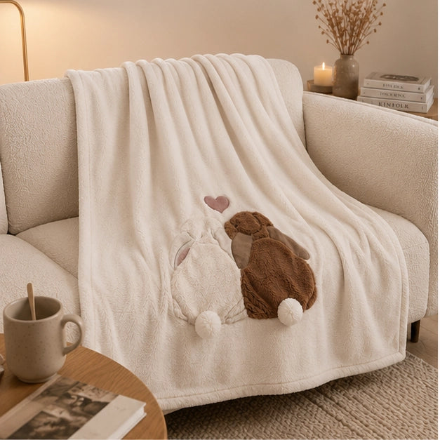 Plaid in caldo Pile con Applicazione MARYPLAID - Ambra e Terra