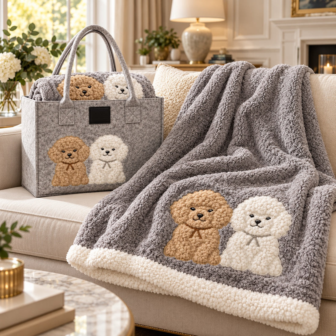 Plaid con applicazioni e borsa in Feltro - Cuccioli Chic