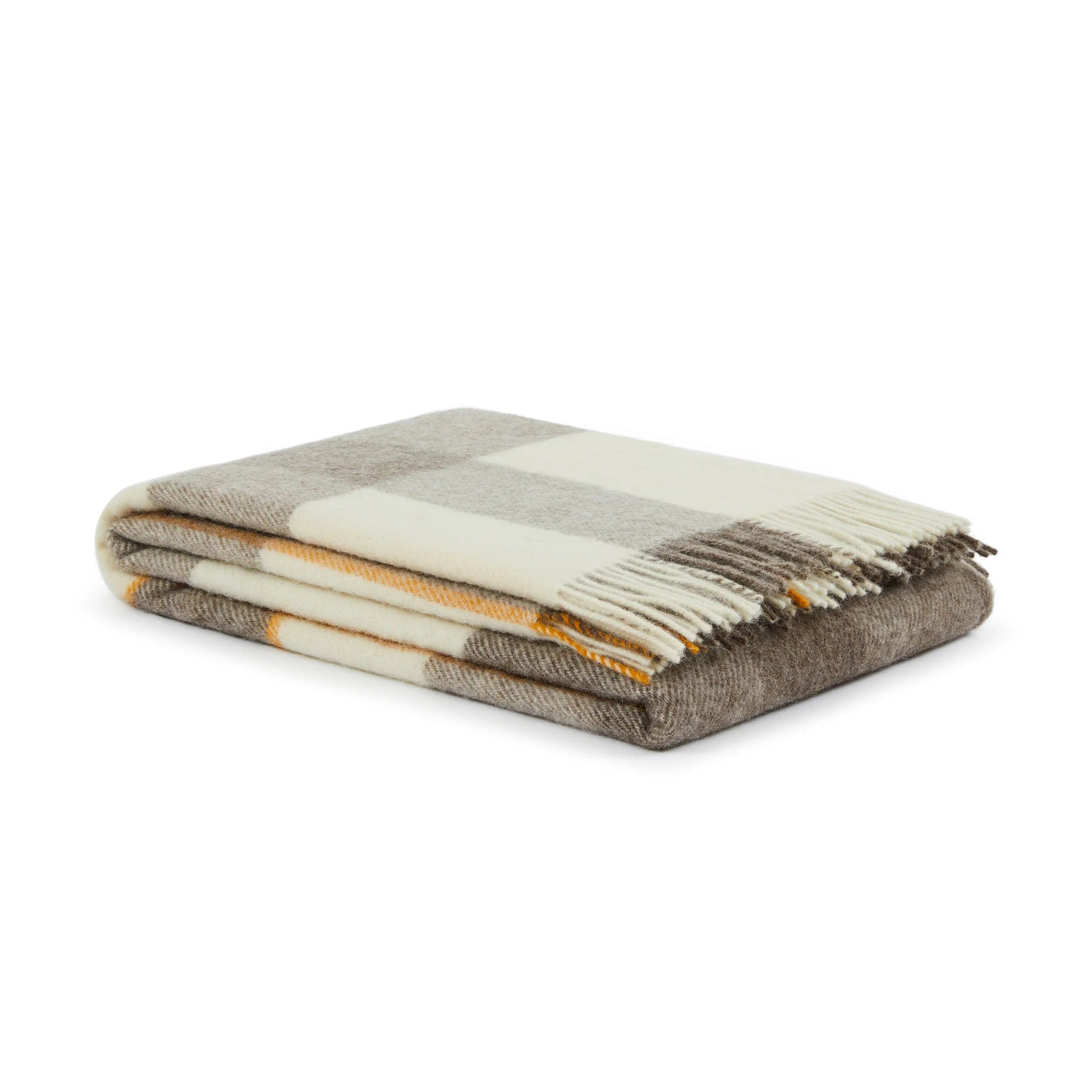 Plaid in Pura Lana Vergine con frange  LANEROSSI - Nelson Arancio