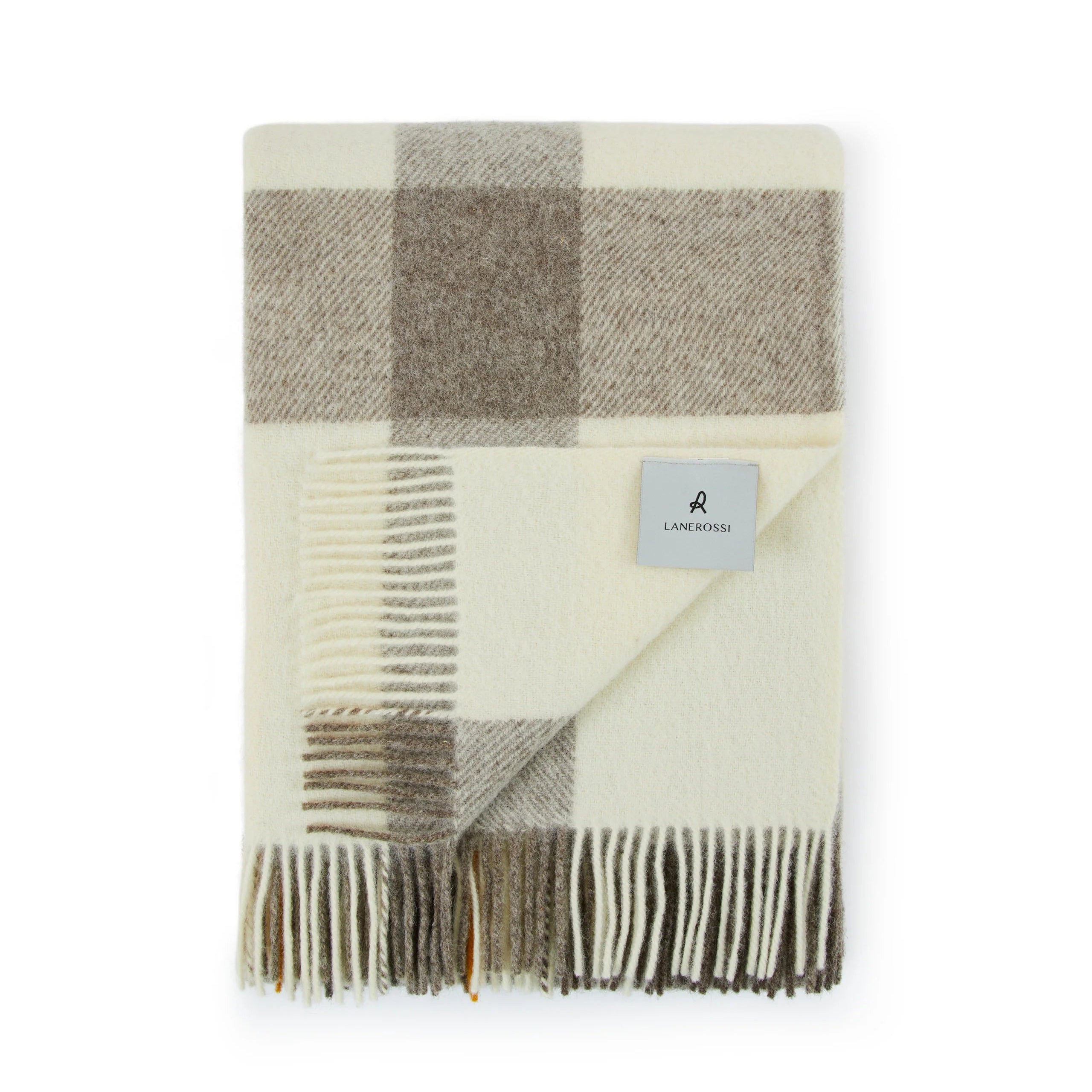 Plaid in Pura Lana Vergine con frange  LANEROSSI - Nelson Arancio