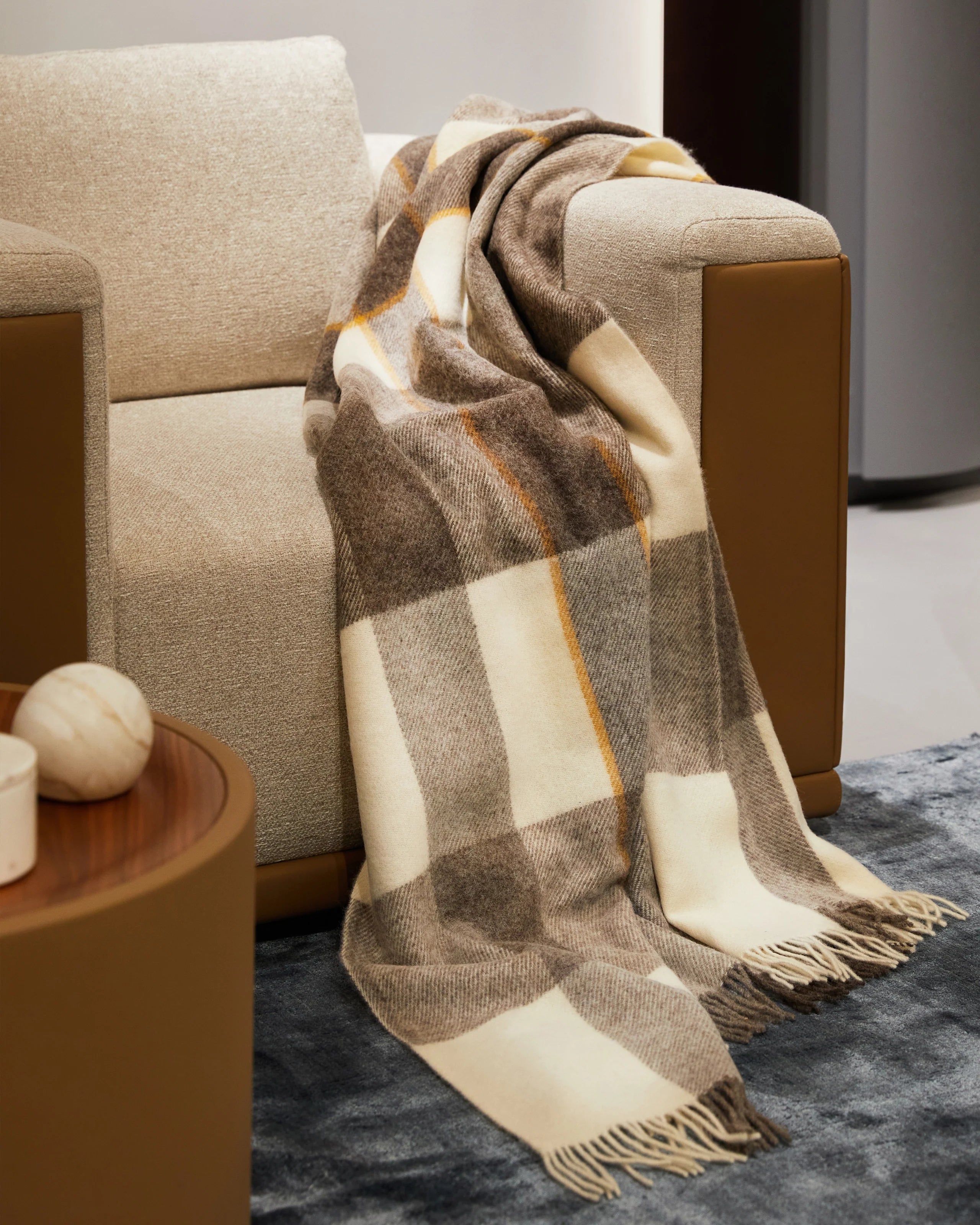 Plaid in Pura Lana Vergine con frange  LANEROSSI - Nelson Arancio