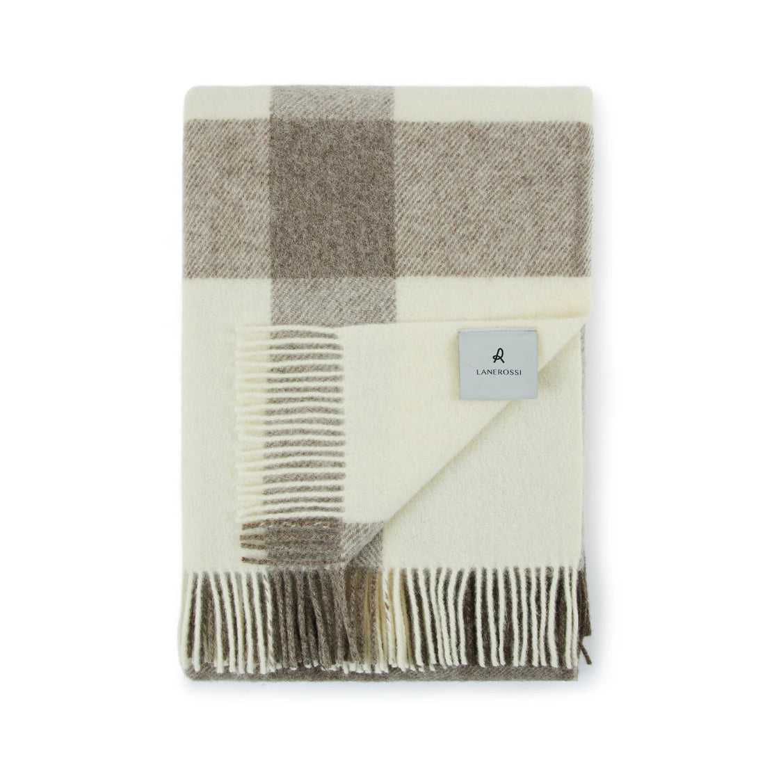 Plaid in Pura Lana Vergine con frange  LANEROSSI - Nelson Beige