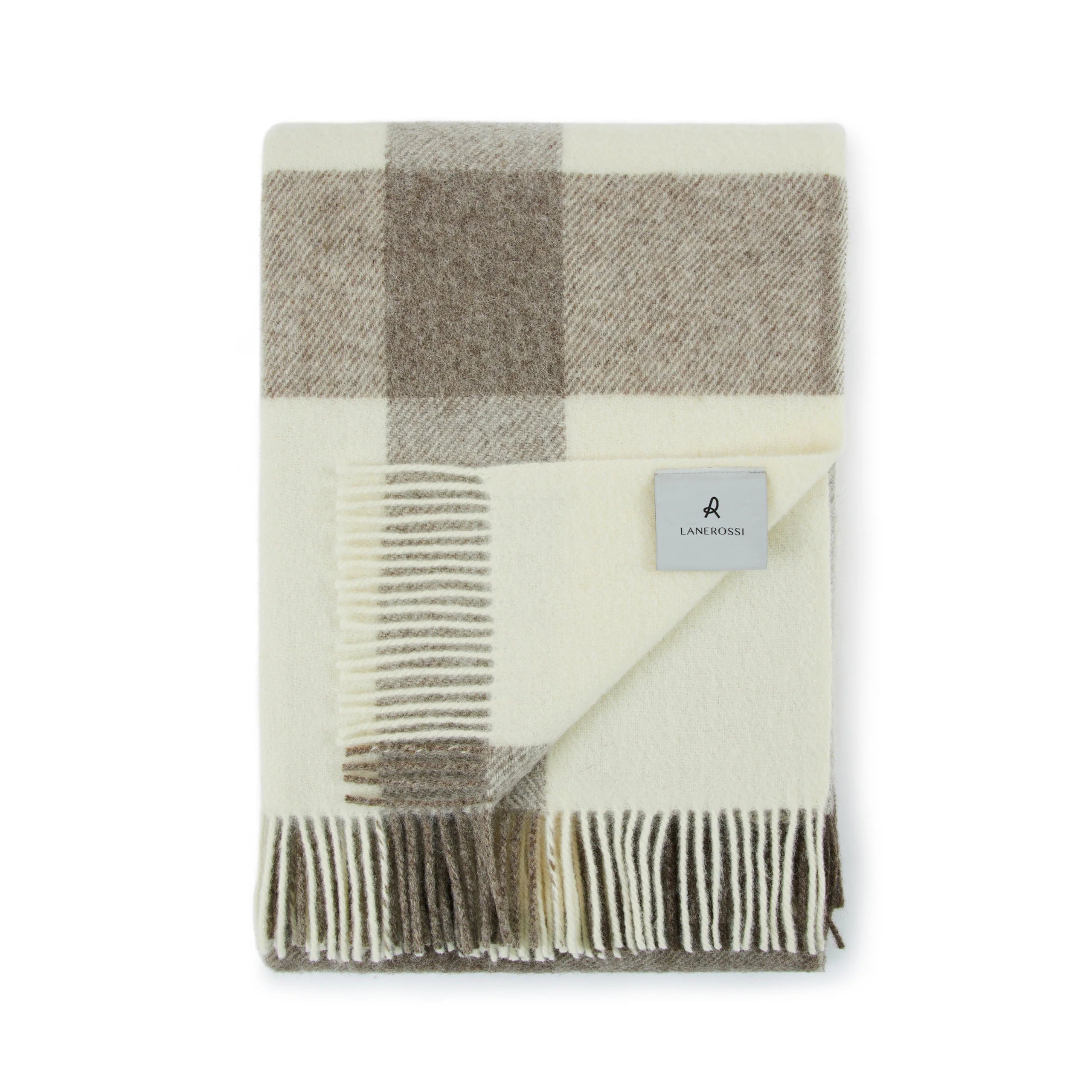 Plaid in Pura Lana Vergine con frange  LANEROSSI - Nelson Beige