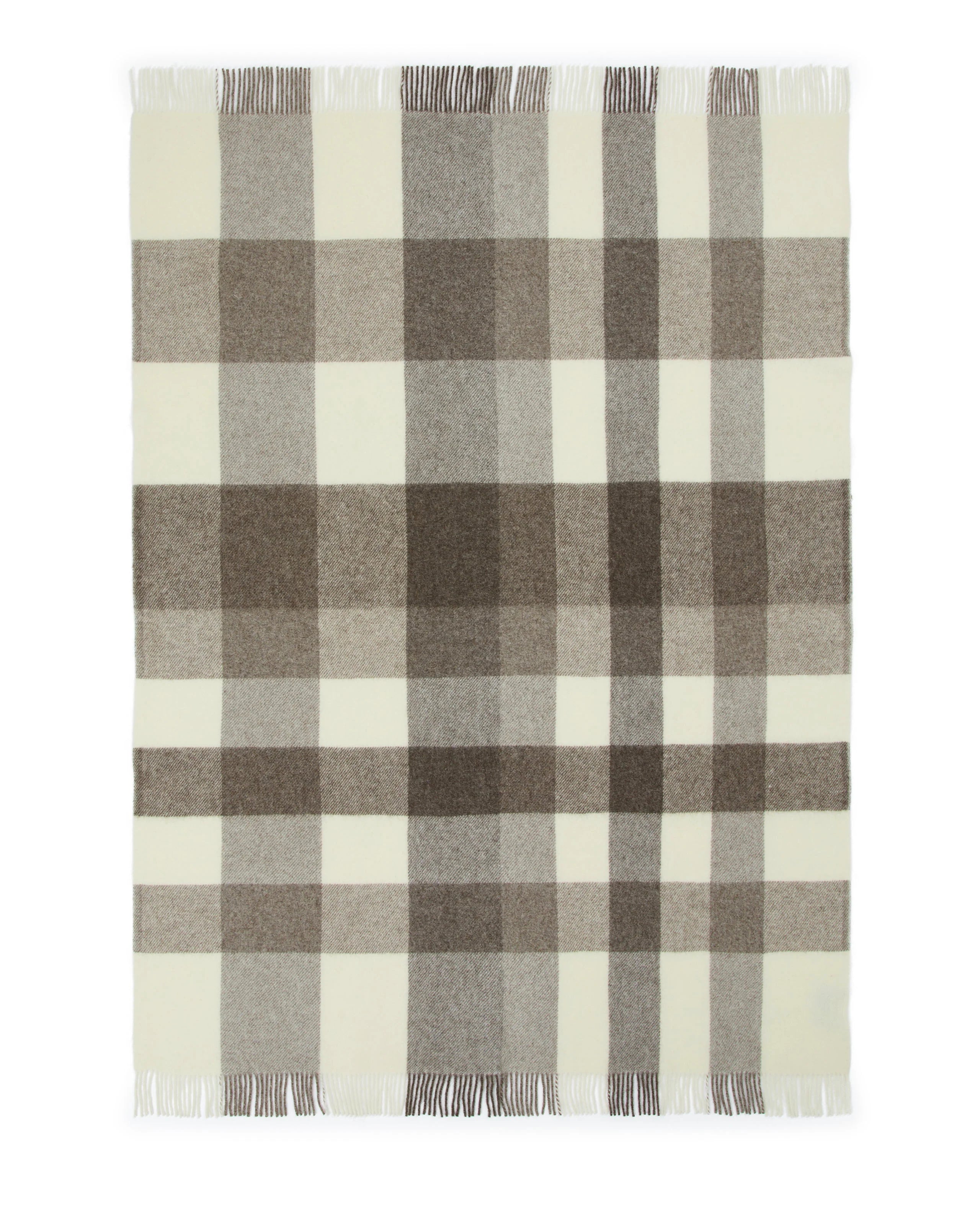 Plaid in Pura Lana Vergine con frange  LANEROSSI - Nelson Beige