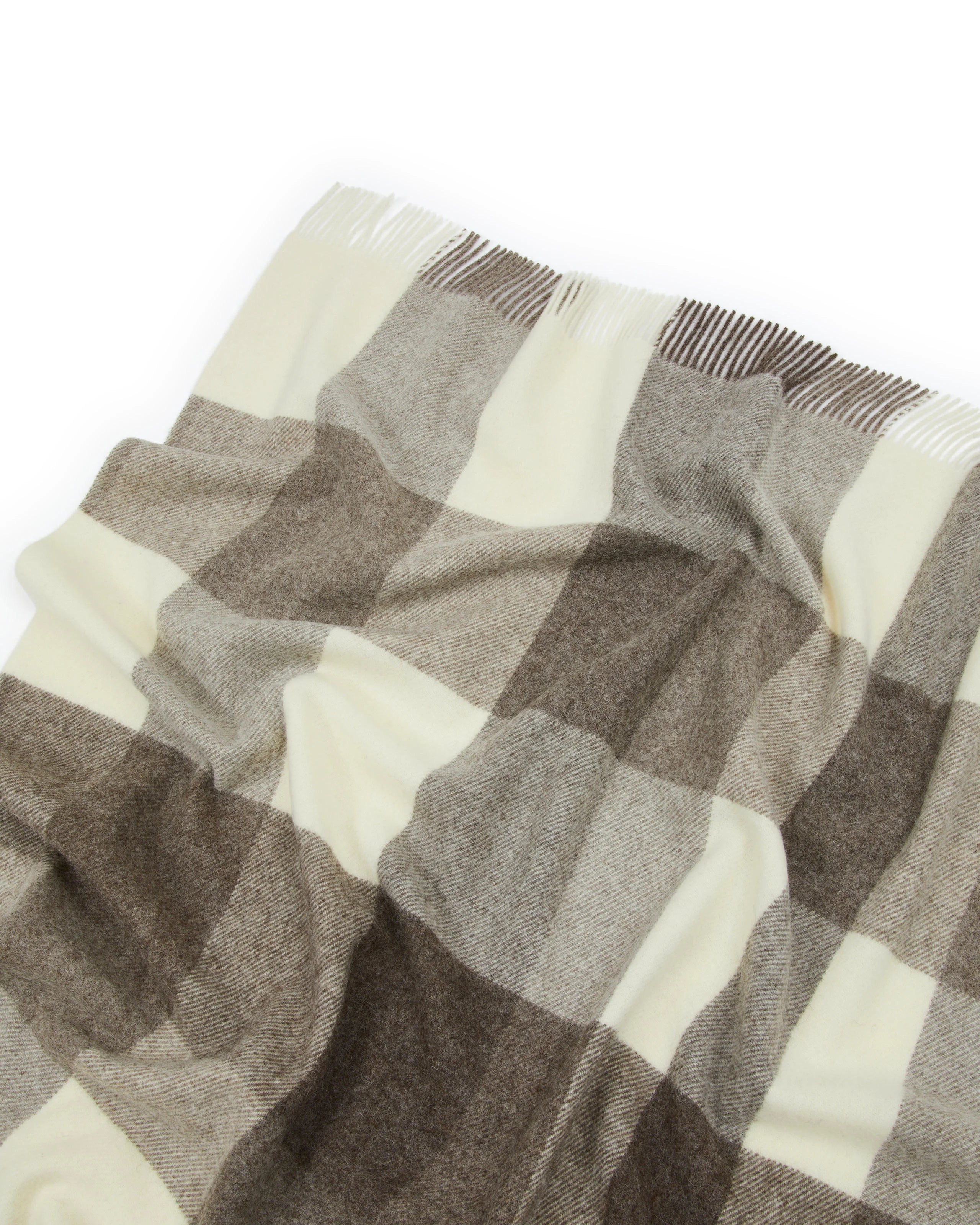 Plaid in Pura Lana Vergine con frange  LANEROSSI - Nelson Beige