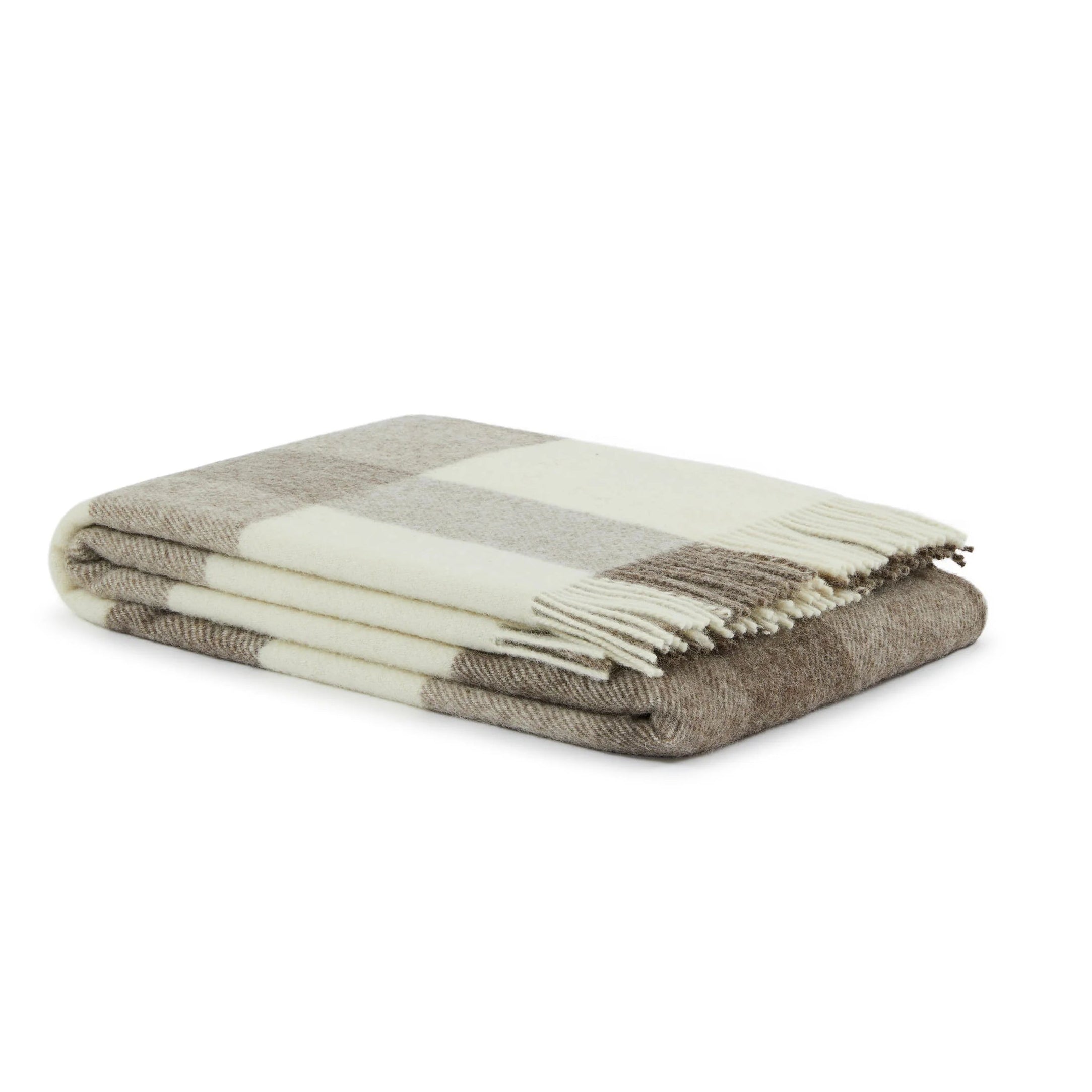 Plaid in Pura Lana Vergine con frange  LANEROSSI - Nelson Beige