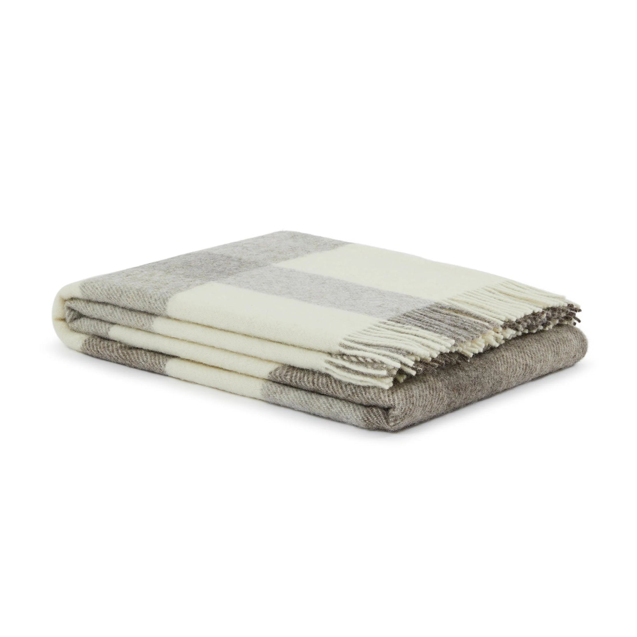 Plaid in Pura Lana Vergine con frange  LANEROSSI - Nelson Grigio