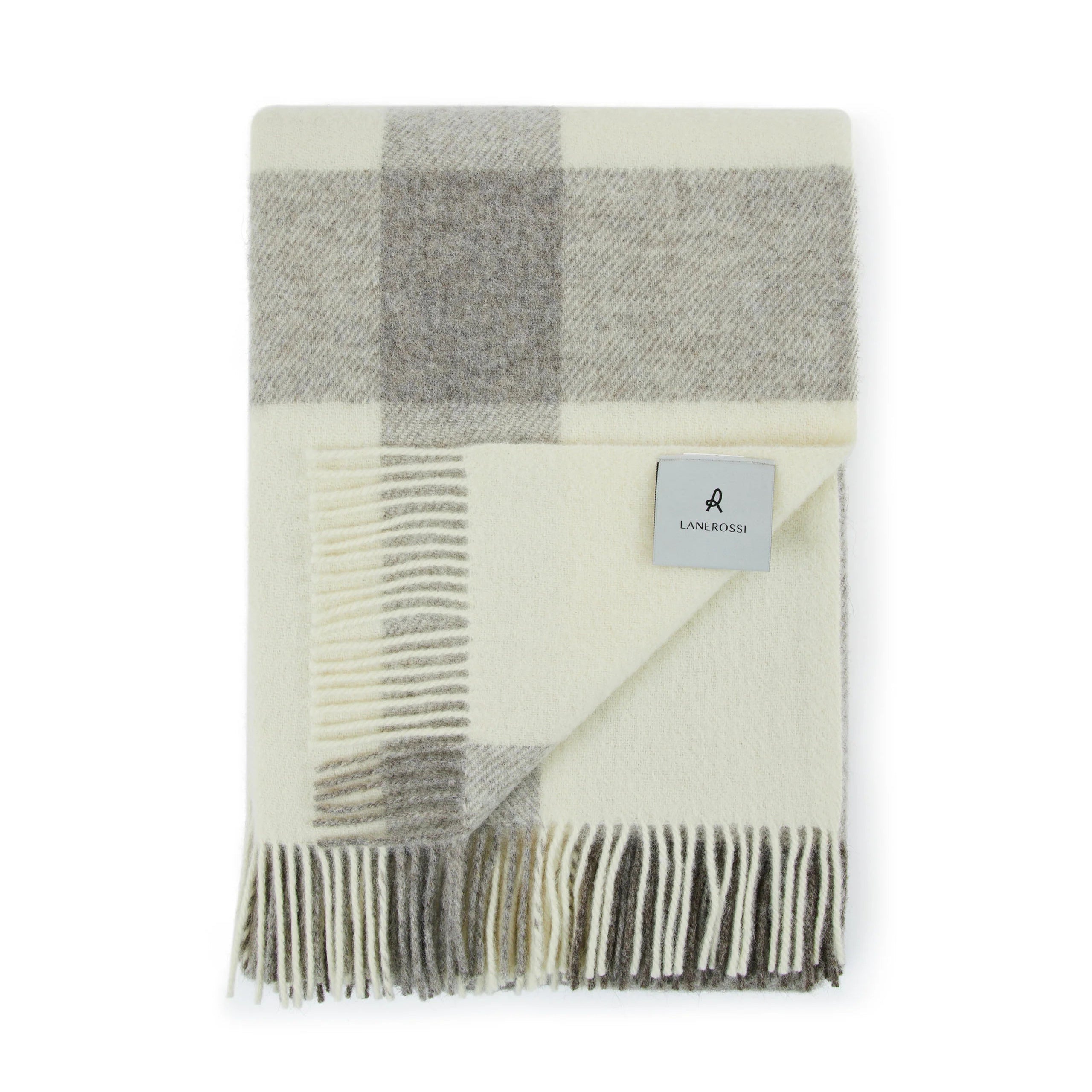 Plaid in Pura Lana Vergine con frange  LANEROSSI - Nelson Grigio