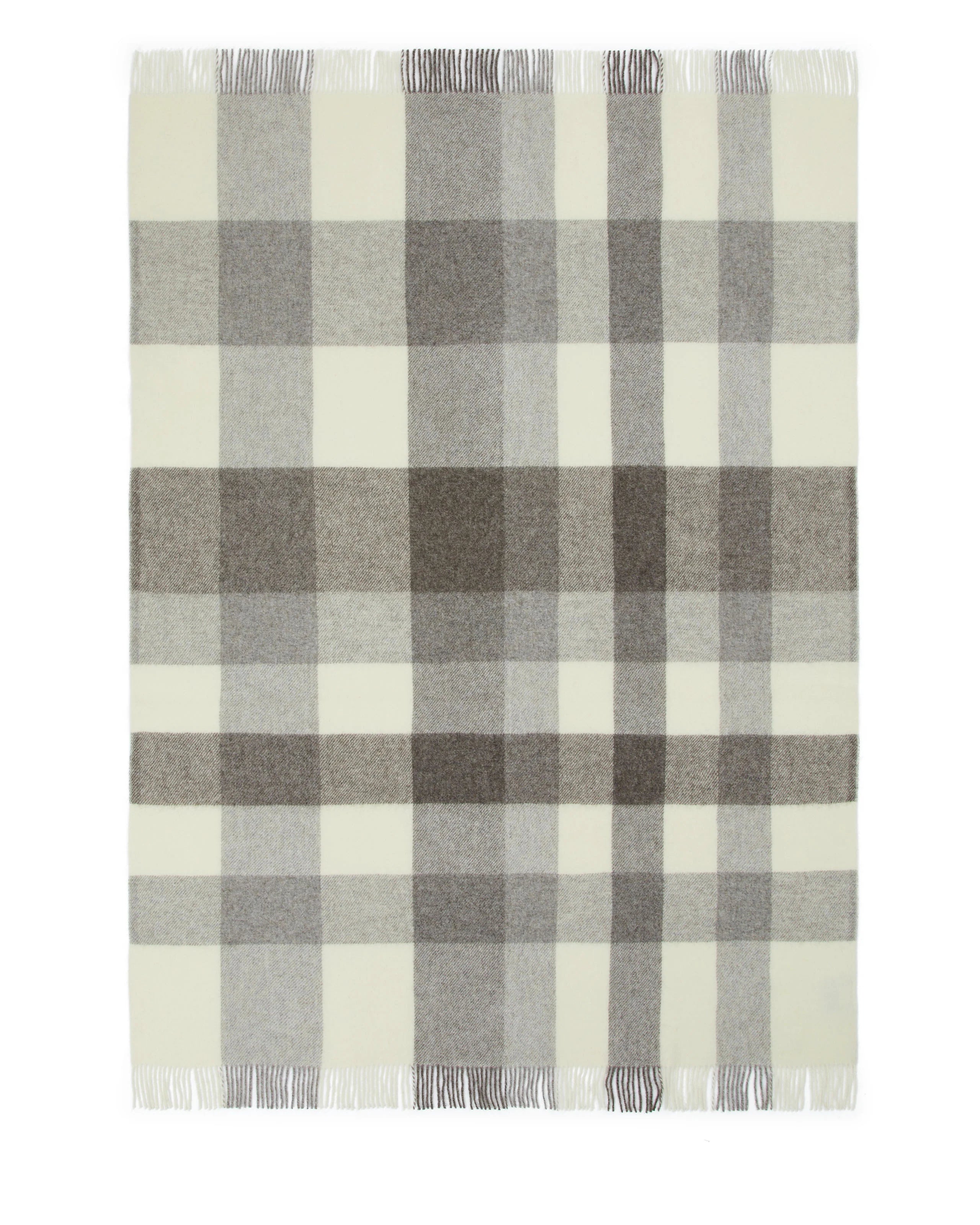 Plaid in Pura Lana Vergine con frange  LANEROSSI - Nelson Grigio