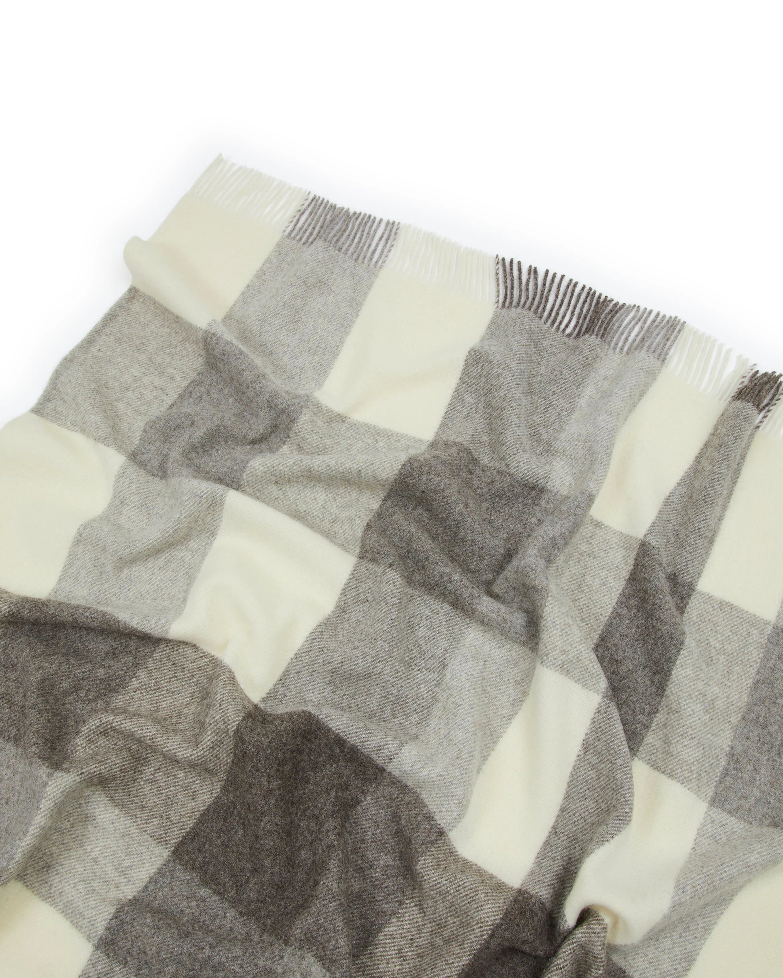 Plaid in Pura Lana Vergine con frange  LANEROSSI - Nelson Grigio
